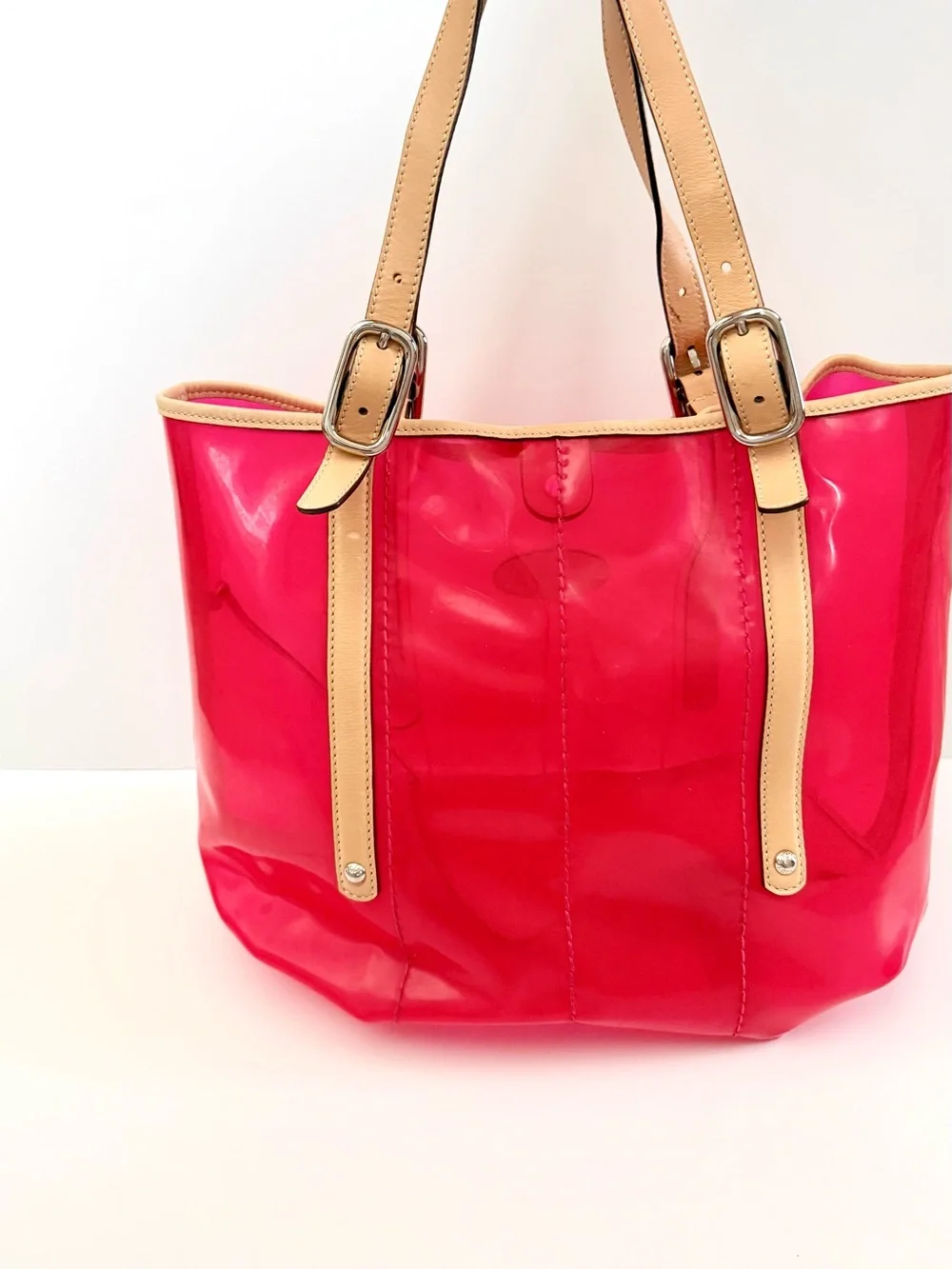 Tod’s PVC Tote Bag Pink Leather Trim Matching pouch